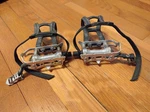 Sr SP-100AL Road Bike Pedals With Toe Cage Straps Made In Japan. Fixed Price $16.50.