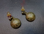 Vintage 1980'S 1/2" Dia Round Dome Stamped Brass Floral Dangle Pierced Earrings. Fixed Price $15.00.