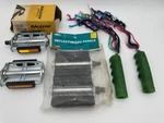 Nos Vintage Bike Pedals And Grip Lot Schwinn Raleigh Sting Ray 1960 S-1970. Fixed Price $58.00.