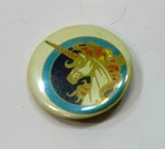 Vintage 1980'S Unicorn Head 1.75" Dia Old Multicolor Pin Button Free S/h. Fixed Price $15.00.