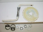 16" Huffy White Steel Crank 140MM (4-1/2") 36 Tooth Chainring With B/b Set-used. Fixed Price $27.99.