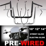 Handlebar 10'' 12" 14'' Prewired Hanger 1-1/4'' For Harley Touring Street Glide. Fixed Price $201.95.