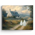 Halloween Wall Spooky Ghost Pumpkin Creepy Canvas Art Framed Poster. Fixed Price $17.99.