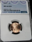 2025 Lincoln Cent Last Year Of Penny ---- MS-66 Red Ngc Coin #600C. Fixed Price $35.00.