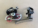 Suntour Cyclone Front And Rear Derailleurs Black. Fixed Price $65.00.