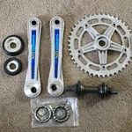 Old School Polished Shimano Dx 3 Piece Cranks 44 T Bmx Bike. Fixed Price $1499.00.
