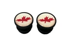 New Rocky Mountain Handlebar Plugs White Red Maple Leaf Custom Grip End. Fixed Price $14.44.
