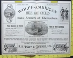 Rare Antique 1896 Ad - Wolff American Bicycle Duplex Tandem Illustrated Vtg. Fixed Price $70.00.