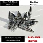 20 Chrome 3.18" Spike Lug Nuts M12X1.5 For Aftermarket Wheels 60 Conical Seat. Fixed Price $42.23.