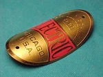 Nos Schwinn Electric Brass Bicycle Head Badge Nameplate Emblem. Fixed Price $50.00.
