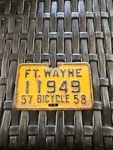 Vintage Rare Ft Wayne Indiana Bicycle License Plate 11949 1957-58 Schwinn Huffy. Fixed Price $45.00.