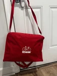 Vintage Schwinn Bikes Bicycles Red Vinyl Messenger Bag With Carry Straps 70S/80S. Fixed Price $64.69.