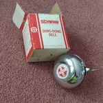 Schwinn Approved Vintage Ding-dong Bicycle Bell, Silver Metal, Model. Fixed Price $200.00.