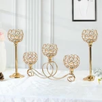 Kolnlala Gold 5 Arm Metal Crystal Tea Light Candle Holder, Elegant Wedding Ta.... Fixed Price $45.43.