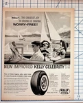 1960S Tires Ad Kelly-springfield Celebrity Nylon Extra Car Family Sailboat. Fixed Price $18.05.