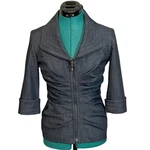 Joseph Ribkoff Womens 30308 Dark Denim Ruched Zip Front 3/4 Sleeve Jacket Size. Fixed Price $45.00.