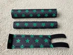 Old School Bmx Pad Set Black W-green Stars California Lite Johar. Fixed Price $30.99.