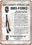 Jmc Bmx Racing Equipment Forks Ad Reproduction Metal Sign B482. Fixed Price $26.95.