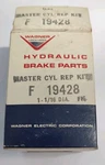 Nos Wagner #F-19428 Brake Master Cylinder Rebuild Repair Kit 1-1/16" Dia. Bore. Fixed Price $19.95.