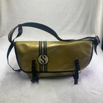 Schwinn Messenger Bag Gold Sparkle Vinyl Chrome Bicycle Pack Bike Vintage. Fixed Price $139.99.