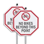 No Bikes Beyond This Point Octagon Sign With Stake Weather Resistant. Fixed Price $129.99.