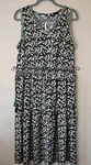 Kancy Kole Dress Women 2X Black White Pink Floral Tiered Cinched Bow Waist. Fixed Price $26.00.