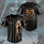 Retro Darth Vader 50TH Anniversary Star Wars Galaxy's Edge Baseball Jersey Shirt. Fixed Price $29.99.