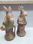 Rare Vtg.set Of Two Easter Bunny Mom And Dad Paper Mache Bethany Lowe 22" Tall. Fixed Price $549.00.